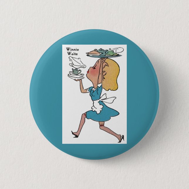 Winnie Waite the busy waitress 6 Cm Round Badge (Front)