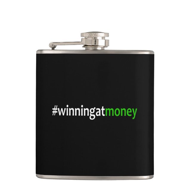 Winning At Money Hip Flask (Front)