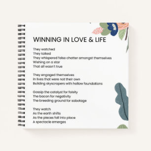 Winning in Love and Life Motivational Poem Poetry Notebook
