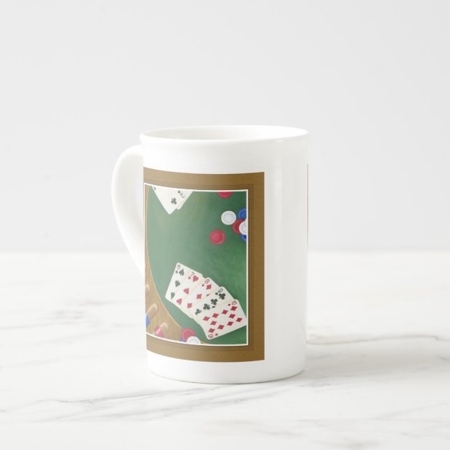 Winning Poker Hand Six Through Ten Bone China Mug (Front Left)