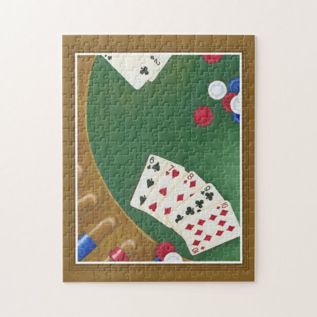 Winning Poker Hand Six Through Ten Jigsaw Puzzle (Vertical)
