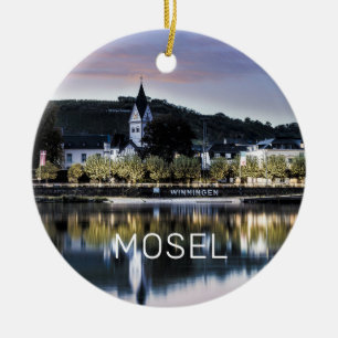 Winningen Moselle Sunset Panorama Germany Vintage Ceramic Ornament