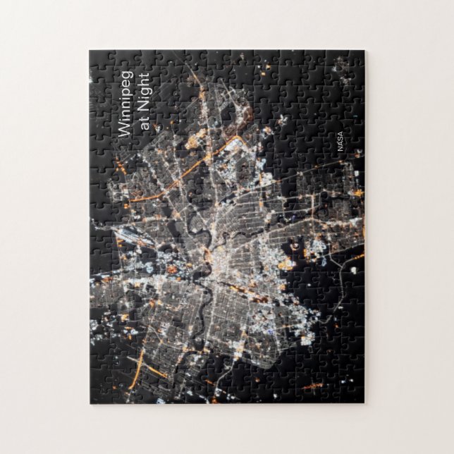 Winnipeg at Night, NASA ISS Space Station Photo Jigsaw Puzzle (Vertical)