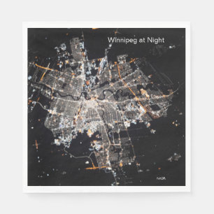Winnipeg at Night, NASA ISS Space Station Photo Napkin