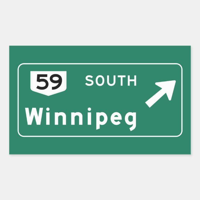 Winnipeg, Canada Road Sign Rectangular Sticker (Front)