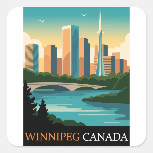 Winnipeg Canada Square Sticker (Front)