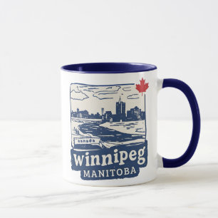 Winnipeg Manitoba Canada Blue Minimalist Skyline Mug