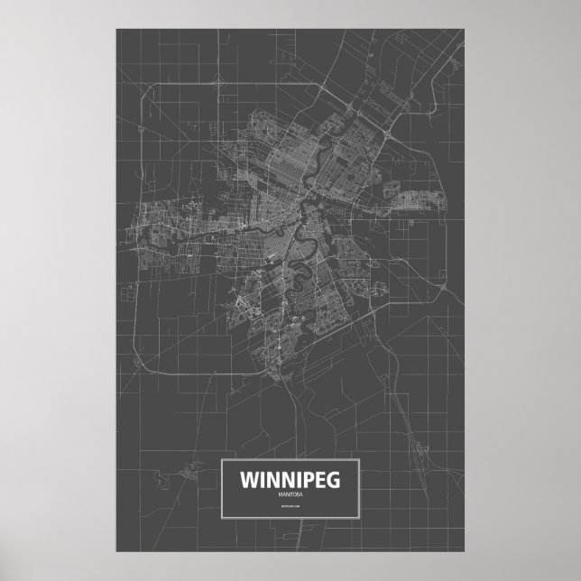 Winnipeg, Manitoba (white on black) Poster (Front)