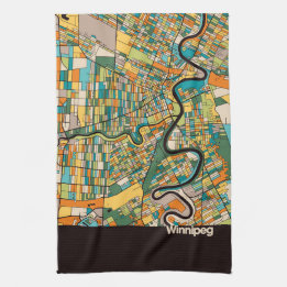 Winnipeg Map/black Tea Towel