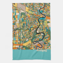 Winnipeg Map/blue Tea Towel