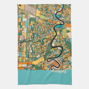 Winnipeg Map/blue Tea Towel