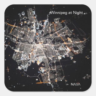 Winnipeg Night Lights, NASA Photo Square Sticker