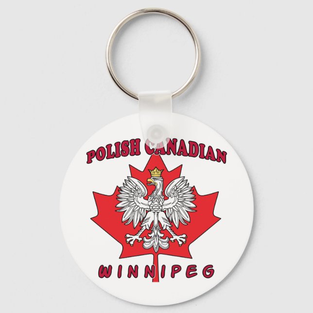 Winnipeg Polish Canadian Leaf Key Ring (Front)