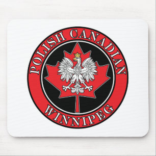 Winnipeg Round Polish Canadian Leaf Mouse Pad
