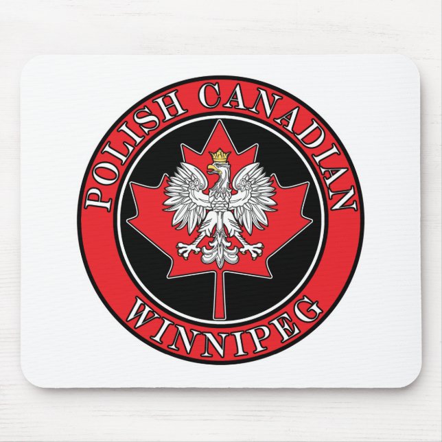 Winnipeg Round Polish Canadian Leaf Mouse Pad (Front)