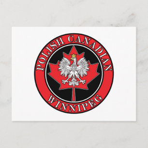 Winnipeg Round Polish Canadian Leaf Postcard