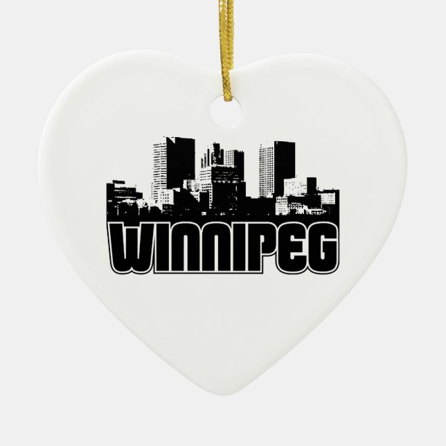 Winnipeg Skyline Ceramic Tree Decoration (Front)