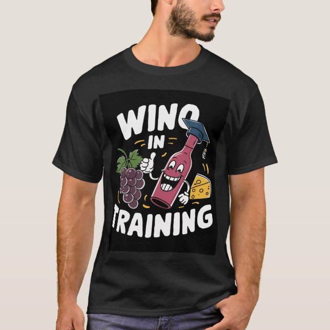 Wino in Training Cartoon Design T-Shirt (Front)