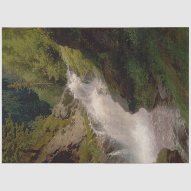 Winona Falls (US Landscape) (by Hermann Herzog) Tissue Paper (Front)