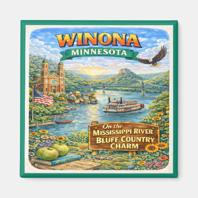 Winona, MN Minnesota Souvenir Magnet (Front)