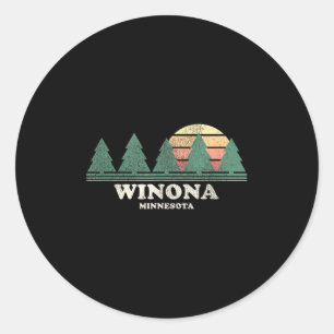 Winona Mn Vintage Throwback Tee Retro 70s Design Classic Round Sticker