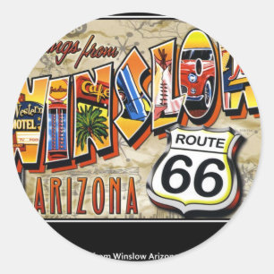winslow arizona classic round sticker