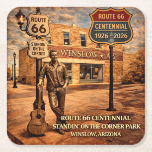 Winslow Arizona Iconic Corner Barware   Square Paper Coaster