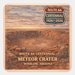 Winslow Arizona Meteor Crater Centennial Square Sticker