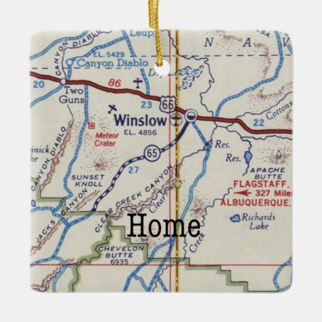 Winslow Arizona Route 66 Christmas Ceramic Ornament (Front)