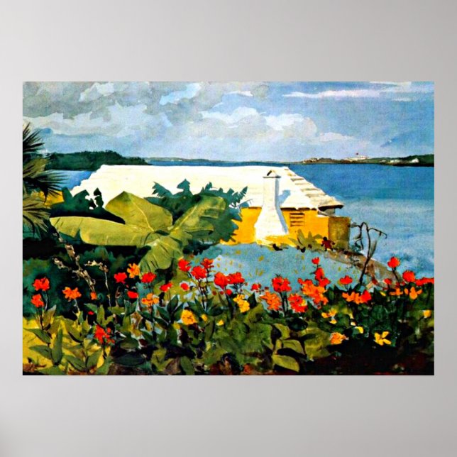 Winslow Homer art: Flower Garden and Bungalow Poster (Front)