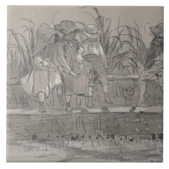 Winslow Homer - Children Sitting on a Fence Ceramic Tile (Front)