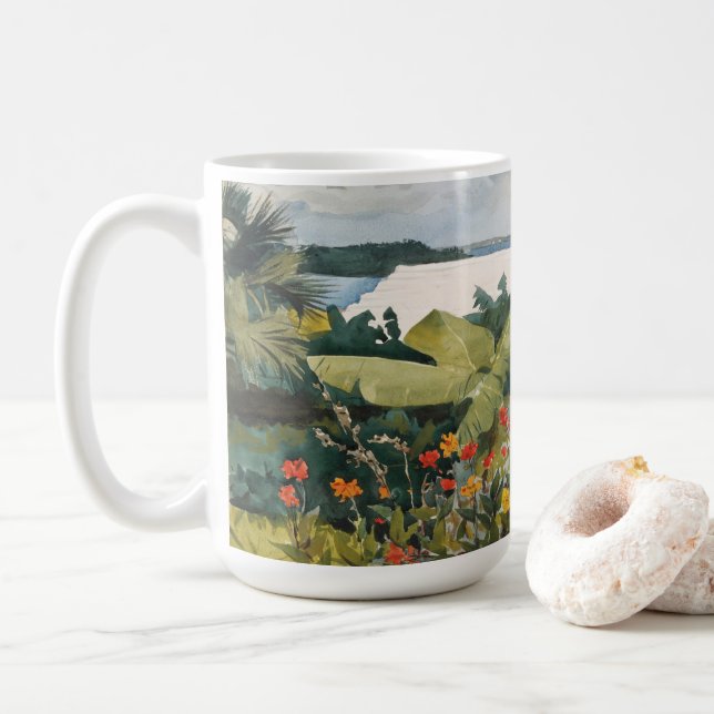 Winslow Homer Flower Garden and Bungalow Bermuda   Coffee Mug (With Donut)