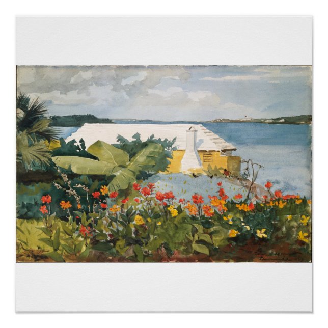 Winslow Homer Flower Garden and Bungalow Bermuda Poster (Front)