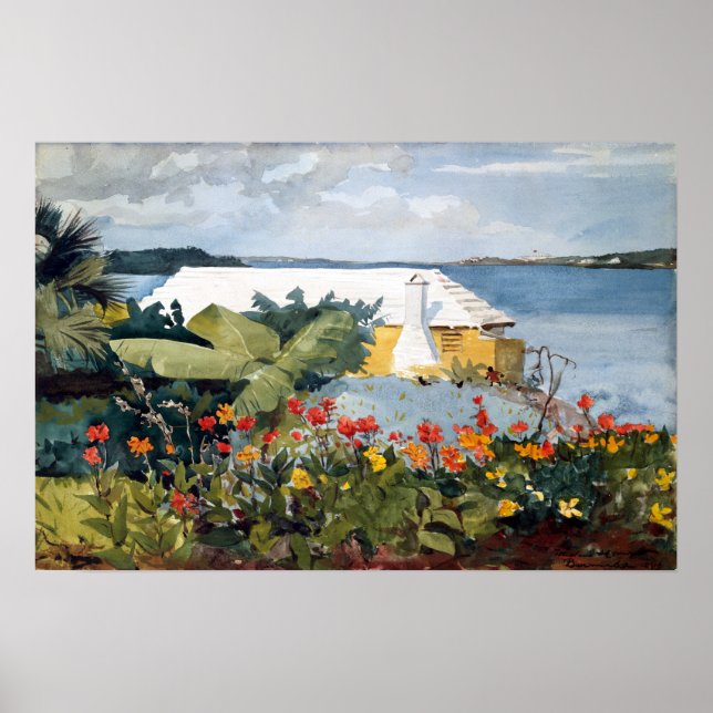 Winslow Homer Flower Garden and Bungalow, Bermuda Poster (Front)