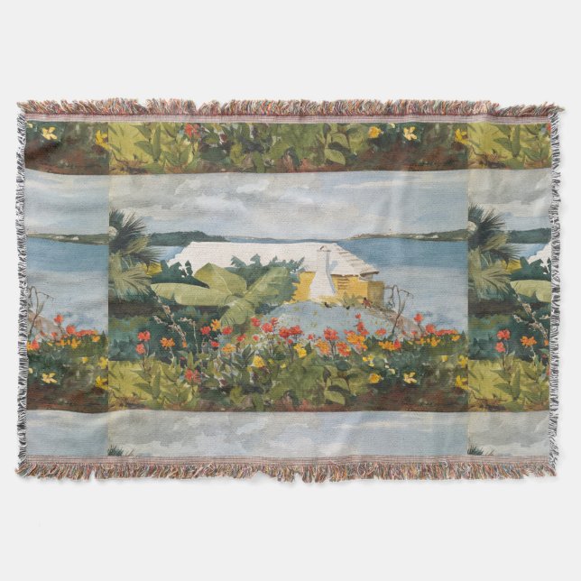 Winslow Homer Flower Garden and Bungalow Bermuda Throw Blanket (Front)