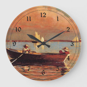 Winslow Homer: Glouchester Harbour, 1873, artwork Large Clock