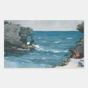 Winslow Homer - Rocky Shore, Bermuda Rectangular Sticker