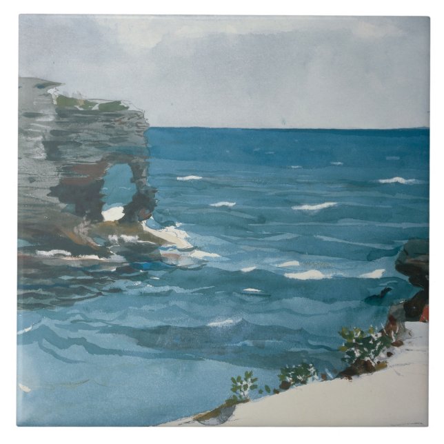 Winslow Homer - Rocky Shore, Bermuda Tile (Front)