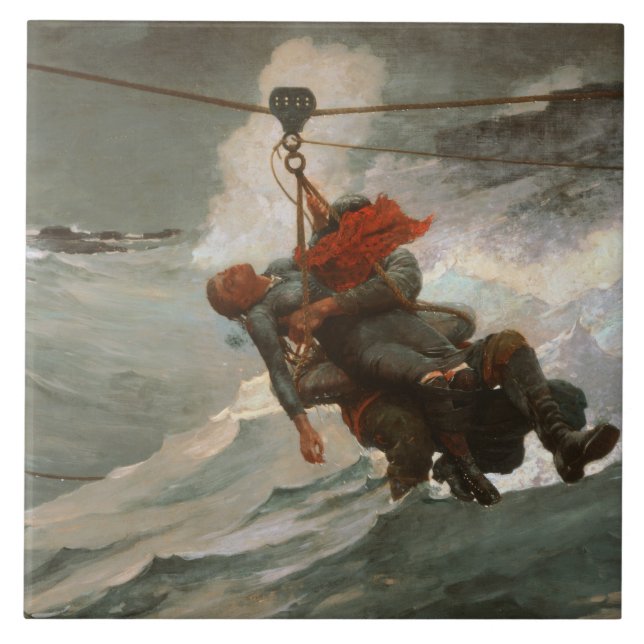 Winslow Homer - The Life Line Tile (Front)