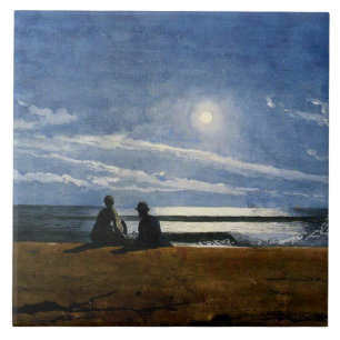 Winslow Homer watercolor, Moonlight  Ceramic Tile