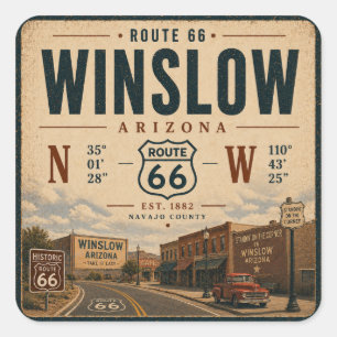 Winslow Vintage Americana Road Trip Square Sticker
