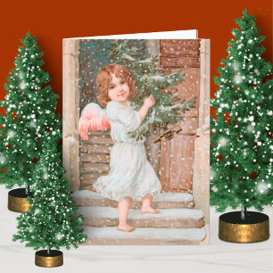 Winsome Angel with Christmas Tree Card