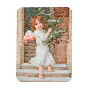 Winsome Angel with Christmas Tree Magnet
