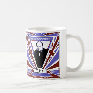 Winston Churchill art deco Union Jack tea NOT Coffee Mug