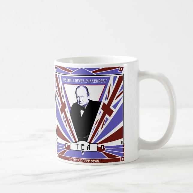 Winston Churchill art deco Union Jack tea NOT Coffee Mug (Right)