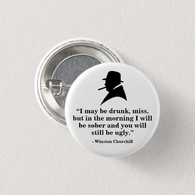 Winston Churchill Badge - Quote 20 (Front & Back)