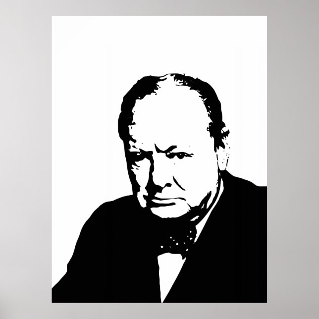 Winston Churchill black and white vector art Poster (Front)
