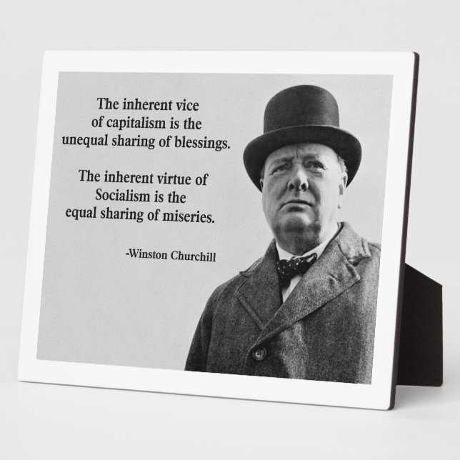 Winston Churchill Capitalism Quote Plaque (Side)