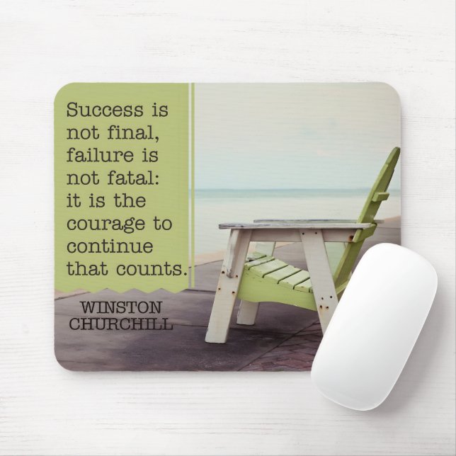 Winston Churchill "Courage" Inspirational Quote Mouse Pad (With Mouse)