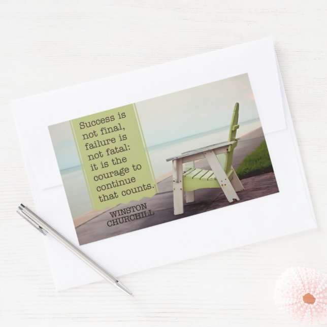 Winston Churchill "Courage" Inspirational Quote Rectangular Sticker (Envelope)